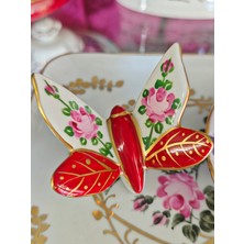 Manushum Kelebek Porselen Aksesuar-Kırmızı1 Adet