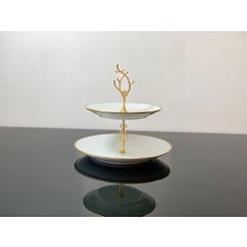 Atabey Home Yuvarlak Kurabiyelik/sunumluk 2 Katlı Sade