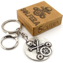 Solfera Steampunk Jolly Roger Tehlike Mekanik Simge Antik Gotik Metal Anahtarlık KY163