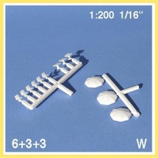 Schulcz 536363 1/200 Ölçek, Masa,sandalye,şemsiye Seti-Beyaz -3 S