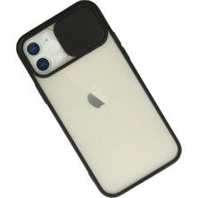 Olinea Newface Iphone 12 Kılıf Palm Buzlu Kamera Sürgülü Silikon - Siyah