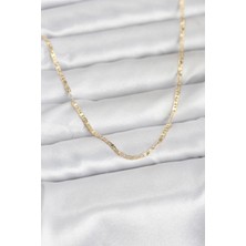 Nacario cm 14K Gold Renk Yassı Zincir Model 60 cm Kadın Kolye