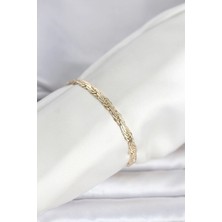 Pazarcan cm 14K Gold Renk Ezme Sarmal Zincir Model Kadın Bileklik