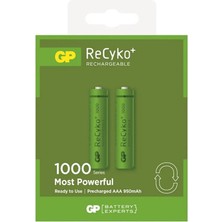 Gp Recyko 1000 Mah Aaa Şarj Edilebilir Ince Kalem Pil 2'li Paket