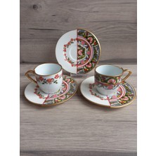 Konyax Rosa Porselen 6 Kişilik 12 Parça Türk Kahve Takımı