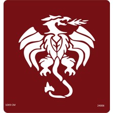 Airbrush Tattoo Kanatlı Ejderha Yapışkanlı Stencil Süsleme ve Boyama Kalıbı