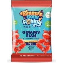 American Foods Tommy’s Gone Fishing Bitki Bazlı Çilekli Gummy Fish – Sağlıklı ve Lezzetli Vegan Atıştırmalık 128 G