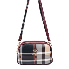 Silver & Polo Silver Polo Siyah - Bordo Ekose Kadın Çapraz Çanta SP745