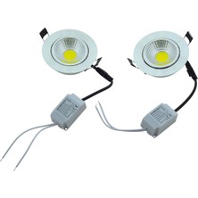 Horoz Electric Lilya 5W 6500K Cob LED Spot Armatür Mat Krom 2'li Set (Hareketli Başlık & Alüminyum Gövde)