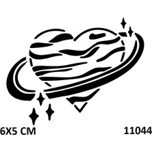 Airbrush Tattoo Satürn Halkalı Kalp Yapışkanlı Stencil Süsleme ve Boyama Kalıbı