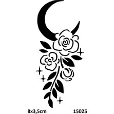 Airbrush Tattoo Ay ve Çiçek Yapışkanlı Stencil Süsleme ve Boyama Kalıbı