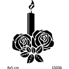 Airbrush Tattoo Gül ve Mum Yapışkanlı Stencil Süsleme ve Boyama Kalıbı