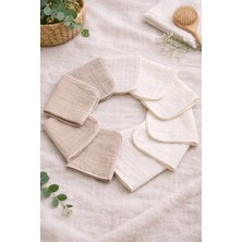 Zeypba Bebek Müslin Ağız Mendili - 8 Li - Ekru/Bej  %100 Pamuk