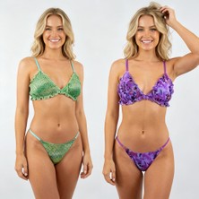 Bonbon Kadın Fırfırlı Balensiz Desteksiz Bralet Sütyen ve String 2'li Takım BB2289