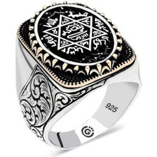 Fumeyabi Gümüş Süleyman Mührü Oval Erkek Yüzük