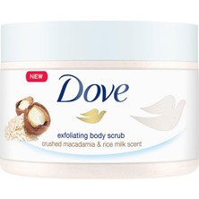Hepta Collection Dove Vücut Peelingi Macadamia Fındığı ve Pirinç Sütü 225 ml Beyaz