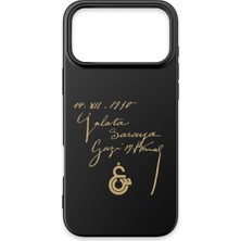 iPhone 17 Pro Uyumlu Galatasaray Atatürk Imza Siyah Silikon Lisanslı Telefon Kılıfı