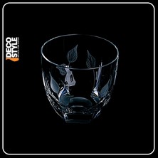 Decostyle Özel Yapım Köşeli Yaprak Dekor1 Adet Viski Bardağı - Kristal Kesme El Işçiliği Soğuk Kesme 370 cc