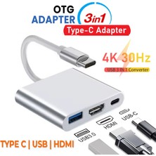 Vwin 3 In 1 Type-C To HDMI / Usb3.0 / Type-C (Pd Şarj) Çevirici Dönüştürücü 4K Notebook Macbook