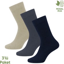 Pro Çorap Modal İplik Erkek Soket Çorap - 3 Çift - Dikişsiz - Atlas - 18002 - Set 2