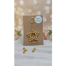 Anahtarlık Inci Gold Renkli Yıldız Anahtarlık Çanta Charm 1 Adet Hediyelik 10 mm Gold Renk Inci