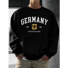 Almanya Deutschland Ulusal Amblem Baskı Erkekler Kazak Moda Polar Kazak Retro Rahat Uzun Koll