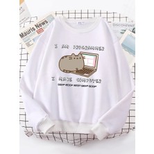 Ben Programcı Bilgisayarı Yapıyorum Komik Kedi Kadın Hoody Kore Moda Kazak Sokak Rahat Giysil