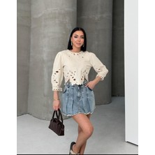 Gkc Butik Güpürlü Ekru Bluz