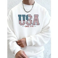 Yaratıcı Abd 1776'DAN Beri Mektup Desenli Erkek Hoody Cepli Rahat Kapüşonlu Üstler Sokak Stil