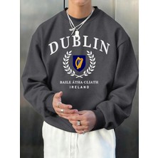 Dublin Irlanda Mektup Desen Sonbahar Erkekler Kazak Moda Bisiklet Yaka Kazak Hip Hop Giysiler