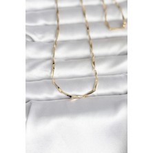 Clariss cm 14K Gold Renk Kesme Çubuk Zincirli Model 60 cm Kadın Kolye