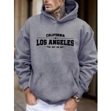 Kaliforniya Los Angeles Sanatsal Mektup Baskı Erkekler Sonbahar Polar Yumuşak Eşofman Moda Ra