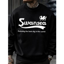 Swansea En Iyi Şehir Mektup Tasarım Erkek Kazaklar Vintage Kazak Rahat Yumuşak Giyim Polar Hi