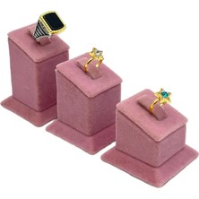 Sezgin Kutu ve Aksesuar 3 Kademe Yüzük Standı Süet Pembe