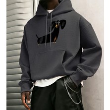 Komik Dachshund Baskı Erkekler Genç Kazak Klasik Sıcak Kapşonlu Hip Hop Gevşek Basit Giyim Ra