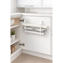 MisterionStudio Beyaz Renk Mutfak Rulo Tutucu 4 Gözlü ( Pişirme Kağıdı - Alüminyum Folyo Düzenler)