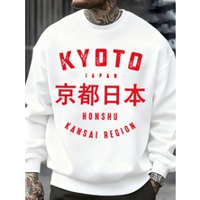 Kyoto Japonya Honshu Baskılar Kazak Erkekler O-Boyun Giysileri Sonbahar Polar Kazak Gevşek Ço