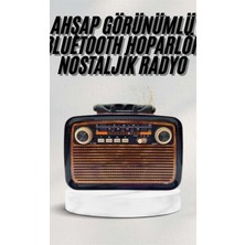 Astraltech Bluetooth Hoparlör Ahşap Renk Vintage Işıklı Nostaljik Radyo Fm Ahşap Görünümlü