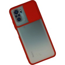 Olinea Newface Redmi Note 10 Kılıf Palm Buzlu Kamera Sürgülü Silikon - Kırmızı