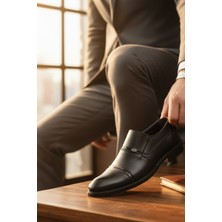 Enoch Hakiki Deri Siyah Klasik Erkek Loafer (Dikişli ve Metal Logolu)