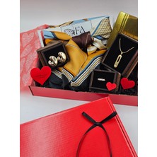 Fa Lora Takı 14 Şubat Sevgililer Günü Hediye Saten Fular Beştaş Yüzük Xuping Küpe ve Kolye Aşk Kartları Kutu