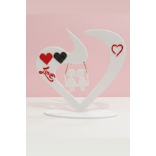 Printhane 3D Kalp Formlu Salıncaklı Çift Figürlü Dekoratif Biblo