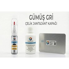 COLORGUARD Gümüş Gri Çelik Jant-Jant Kapağı Rötuş Seti - 2 si 1 Arada İğne ve Fırça Uçlu Şişe, Solüsyon ve Rötuş Çeliği