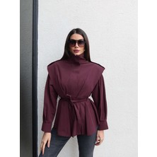 Esra Helvacı Dik Yaka Kuşaklı Trench