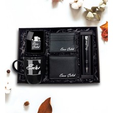 As Gift Kişiye Özel Siyah Kupa & Cüzdan & Çakmak & Kartlık & Kalem Hediye Seti