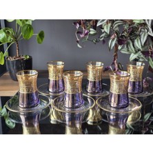 Konyax Çay Seti 12 Parçalık Alda Mor Lüsterli