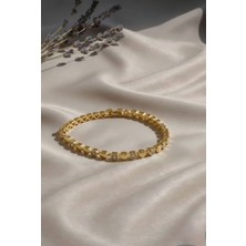 Nora Vıp 14 K Minimal Taşlı Kalp Formlu Bileklik Gold
