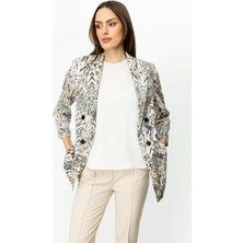 Ekol Kadın Süs Düğmeli Duble Kol Kum Renk Ceket 04094