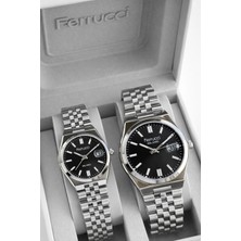 Ferrucci Çift Sevgili Saati Çelik Kordon 3 Atm Suya Dayanıklı Kol Saati VS.BLKT.0830