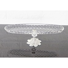 Atabey Home 41 cm Çok Amaçlı Kesmeli Sunum Kayık & Kurabiyelik & Çikolatalık Semerkand Gümüş Ayaklı